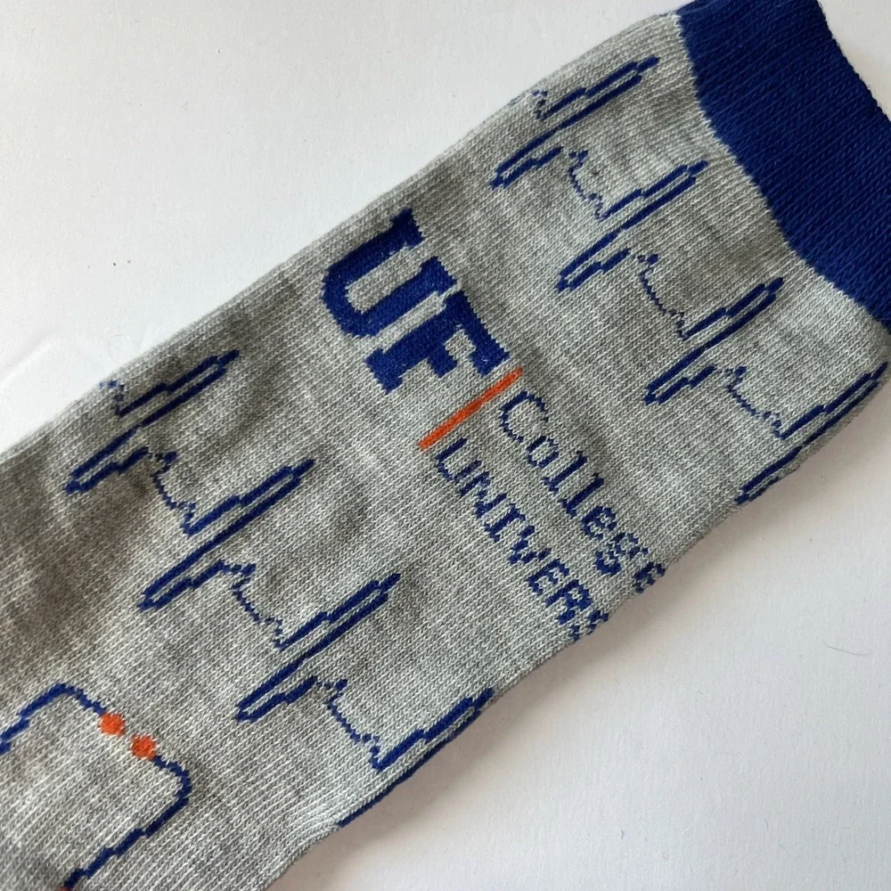 University of Florida UF School of‎ Medicine EKG Crew Socks 8-12 Stethoscope NEW